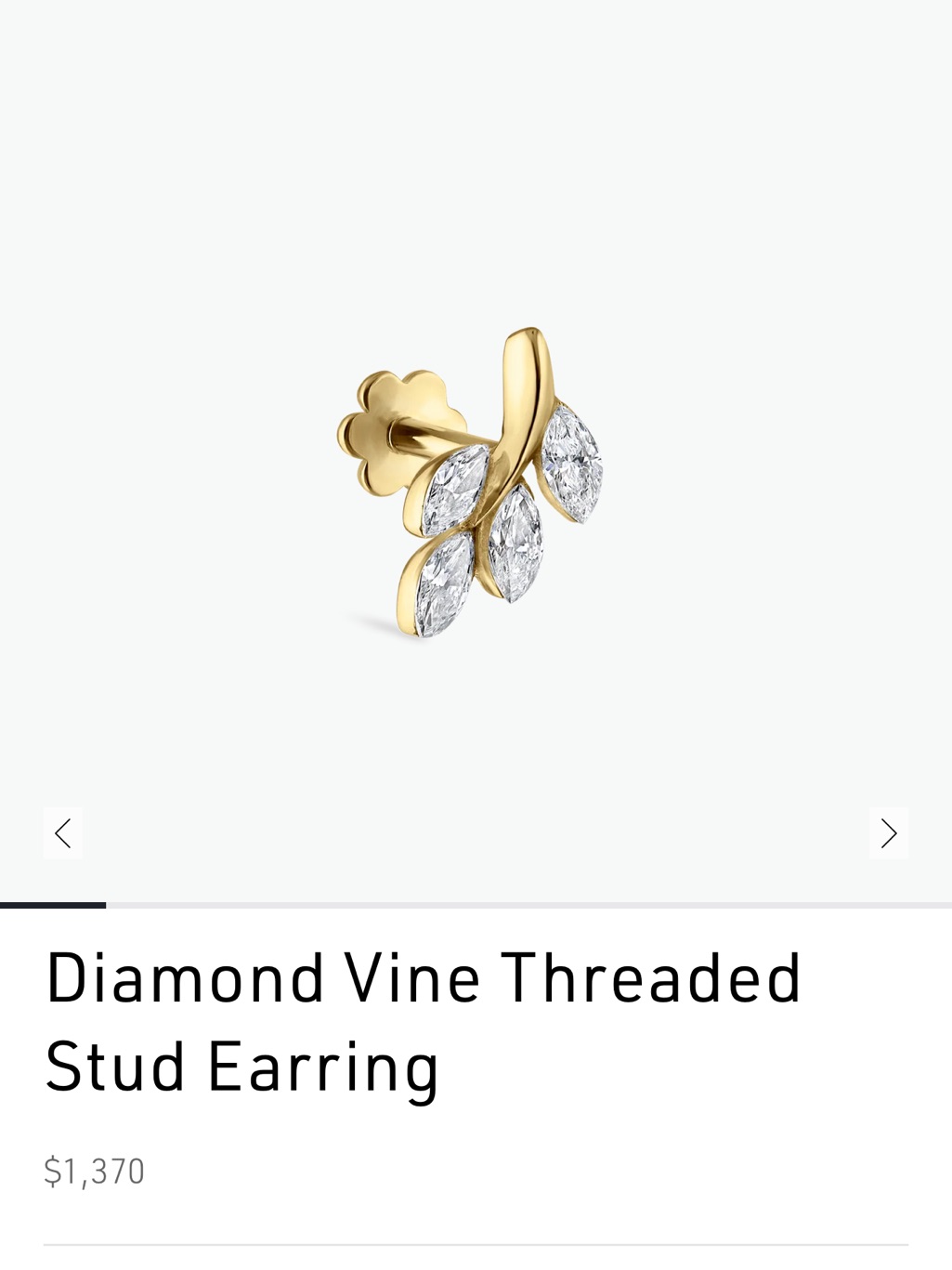 Maria Tash Diamond Vine Threaded Stud Earring — image 4 of 4